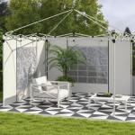 Paredes Laterais para Tenda de 2 Painéis 295x195 cm com Janela Enrolável e Porta com Fecho de Correr para Tenda 3x3 m ou 3x6 m Branco
