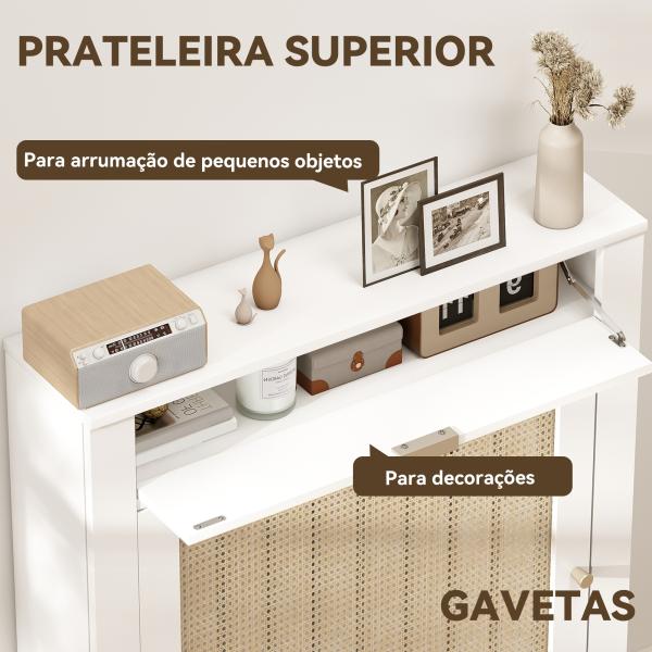 Cobertura para Radiador com Porta Rebatível e Vime Proteção Radiador de MDF 78x19x95,5 cm com Compartimento Desenho Boémio Branco