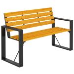 Banco de Jardim Exterior de 2 Lugares com Encosto e Assento Ripado em Madeira e Estrutura de Aço 136x54x82 cm Madeira