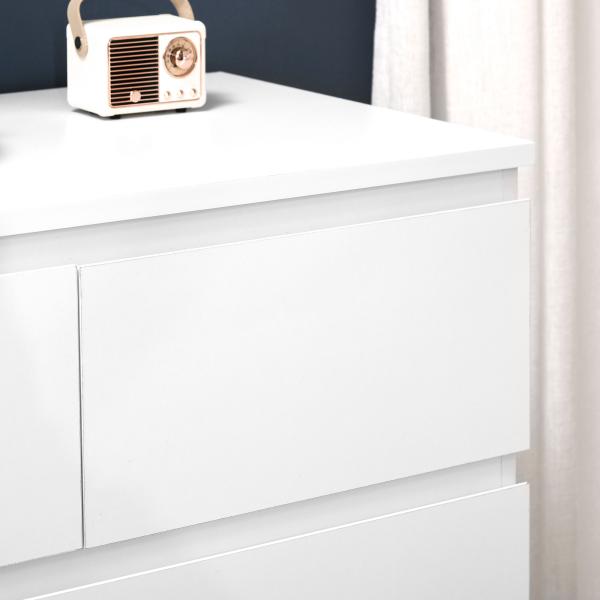 Cómoda Moderna com 6 Gavetas Cómoda de Madeira para Dormitório Entrada Sala de Estar 80x39x115cm Branco