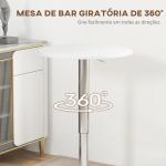 Mesa de Bar com Altura Ajustável Giratória 360° com Base Redonda Mesa Alta Moderna para Cozinha Ø63x67 - 93 cm Branco