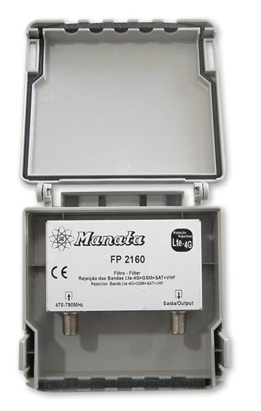 Filtro UHF (C21 - 60) com Rejeição 5G+GSM+SAT+VHF - MANATA FP - 2160