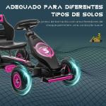 Kart a Pedais para Crianças 5 - 12 Anos com Assento Ajustável Pneus Insufláveis Amortecimento e Travão de Mão 121x58x61 cm Rosa