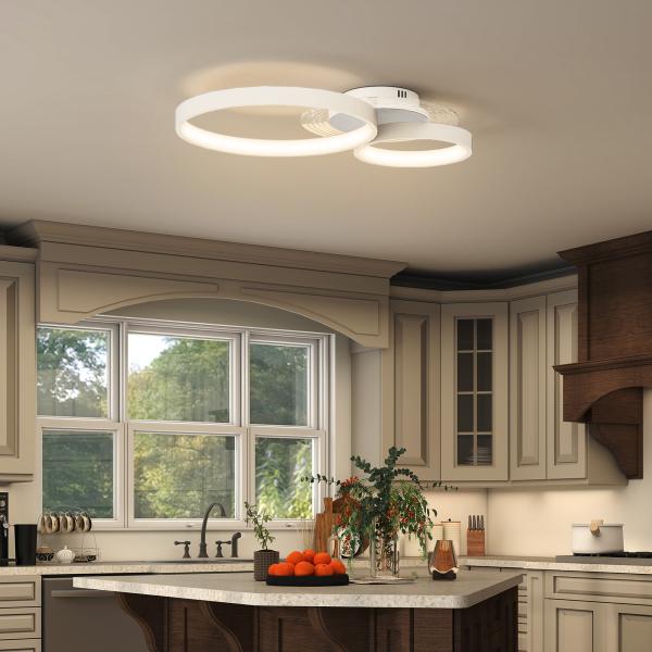 Candeeiro de Teto LED 40W Candeeiro Moderno com Iluminação LED 3000K/4000K/6500K 59x38x7,4 cm Branco