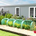 Estufa Pequena para Jardim, Cultivo de Plantas, com 4 Janelas Enroláveis, 400x100x80 cm, Verde