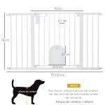 Barreira de Segurança de Animais de Estimação para Escadas e Portas com Aberturas de 75 - 131 cm com 3 Extensões Branco