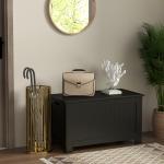 Baú de Armazenamento de Madeira Baú de Arrumação com Dobradiça de Segurança Carga Máxima 20 kg 81x40x46 cm Preto