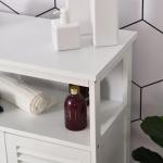 Armário Casa de Banho com 2 Portas Persianas e Compartimento Aberto Desenho Moderno 60x30x81,6 cm Branco