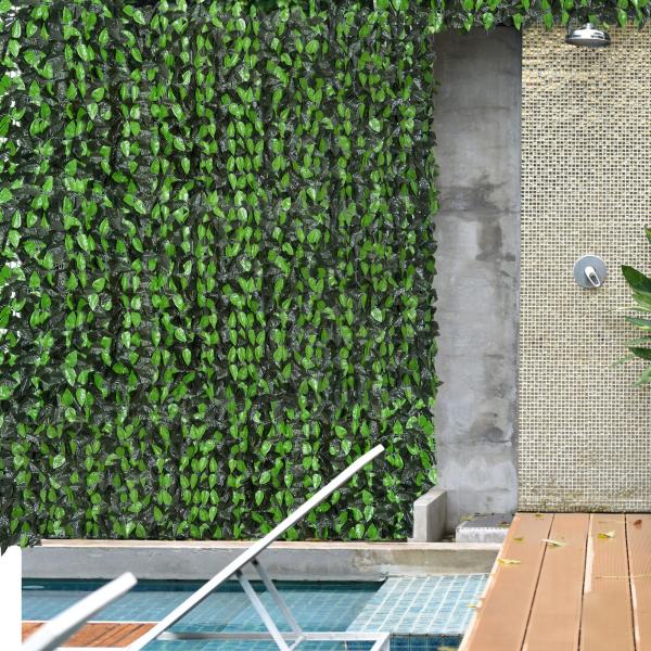Vedação Artificial em Rolo 3x1m para Balcão Jardim Exterior Planta Decorativa de Parede PE Verde