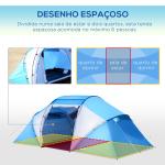 Tenda de Campismo Familiar para 4 Pessoas Tenda Dobrável Impermeável para Praia Parque 430x240x170 cm Azul e Branco