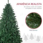 Árvore de Natal 180 cm com 1000 Ramos de PVC e Suporte de Aço Decoração de Natal para Interior Verde