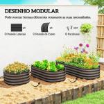 Caixa de Plantio de Exterior Grande em Aço Galvanizado para Cultivo de Plantas 150x62x30 cm Cinzento
