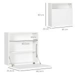 Secretária de Parede Pequena Dobrável com Prateleiras de Armazenamento Multifuncional Moderna para Estúdio Escritório Quarto Branco 64x20x60 cm