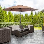 Chapéu de Sol de Jardim Ø295x250cm com Manivela Chapéu de Sol Exterior com Mecanismo de Inclinação e Mastro Desmontável de Metal para Terraço Piscina Pátio Café