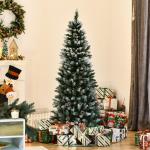 Árvore de Natal Artificial Ø69x150cm com 464 Ramas e 28 Pinhas Folhas de PVC Base Dobrável e Suporte Metálico Decoração de Natal para Interiores Verde