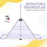 Barra de Ginástica Infantil Altura Ajustável em 5 Níveis e Anéis Dobrável para Casa Roxo