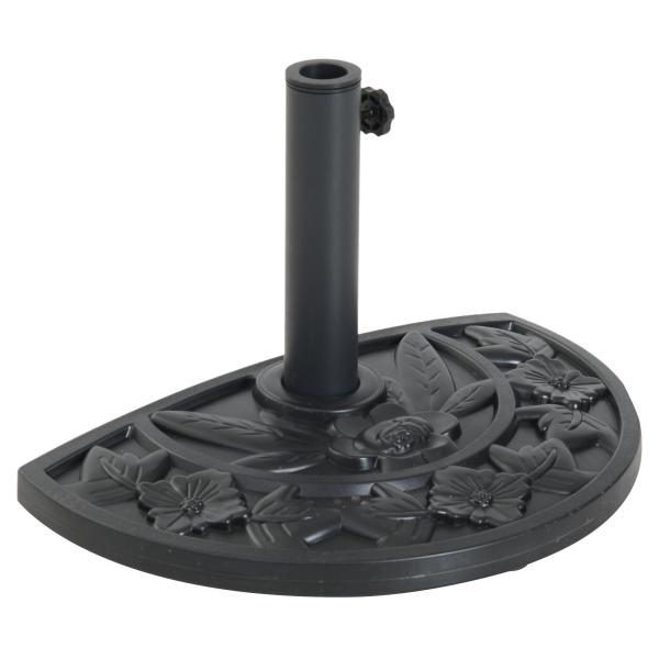 Base para Chapéu de Sol Semicircular 9 kg Apto para Mastros de 35 mm 38 mm e 48 mm Preenchido com Cimento 50x32x32cm Preto