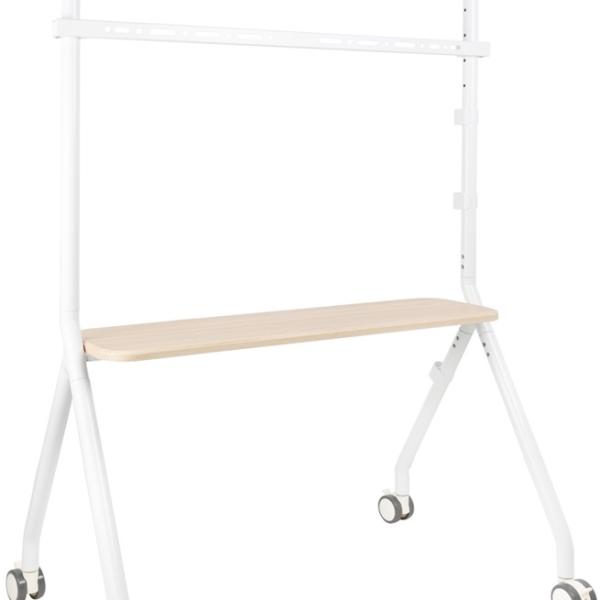 Suporte de Chão iLOVE c/ Rodas p/ Ecrãs 49~80 (Branco/Faia) - TOOQ