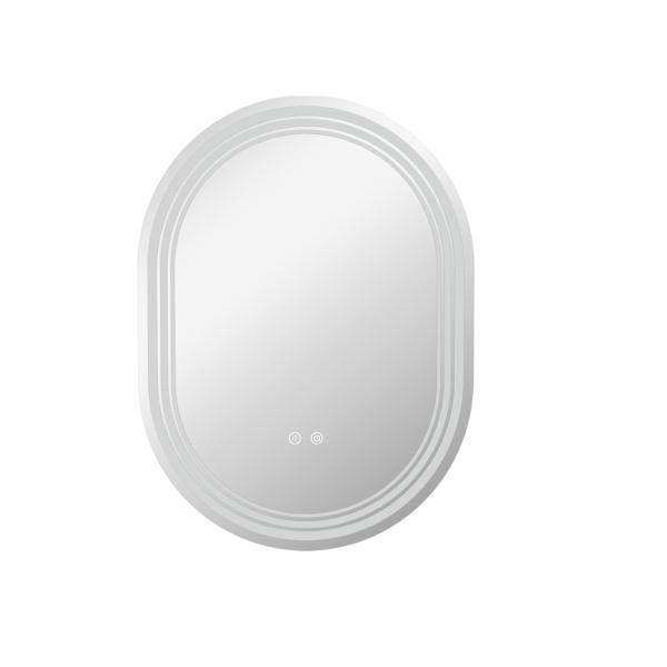 Espelho Casa de Banho com Iluminação 70x50 cm Espelho de Parede com 3 Cores de Luz Brilho Ajustável Função Anti - Embaciamento Função Memória