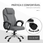 Cadeira de Escritório Giratória com Altura Ajustável Apoio para os Braços e Encosto Acolchoado de Linho Sintético 66x75x110 - 120 cm Cinza