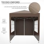 Tenda Dobrável 2x2 m Tenda de Jardim com 4 Paredes Laterais Tecido Oxford 2 Portas 2 Janelas e Bolsa de Transporte Marrom