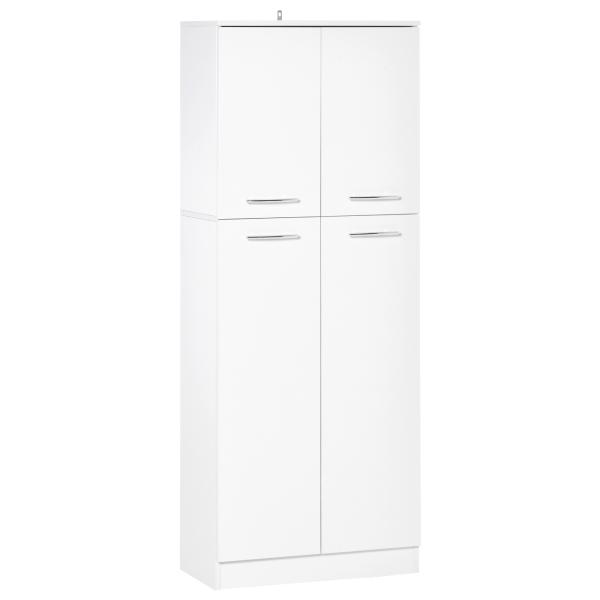 Armário de Arrumação Armário Multiusos com 5 Prateleiras Ajustáveis Móvel Auxiliar para Cozinha Sala Dormitório 59x31x155 cm Branco