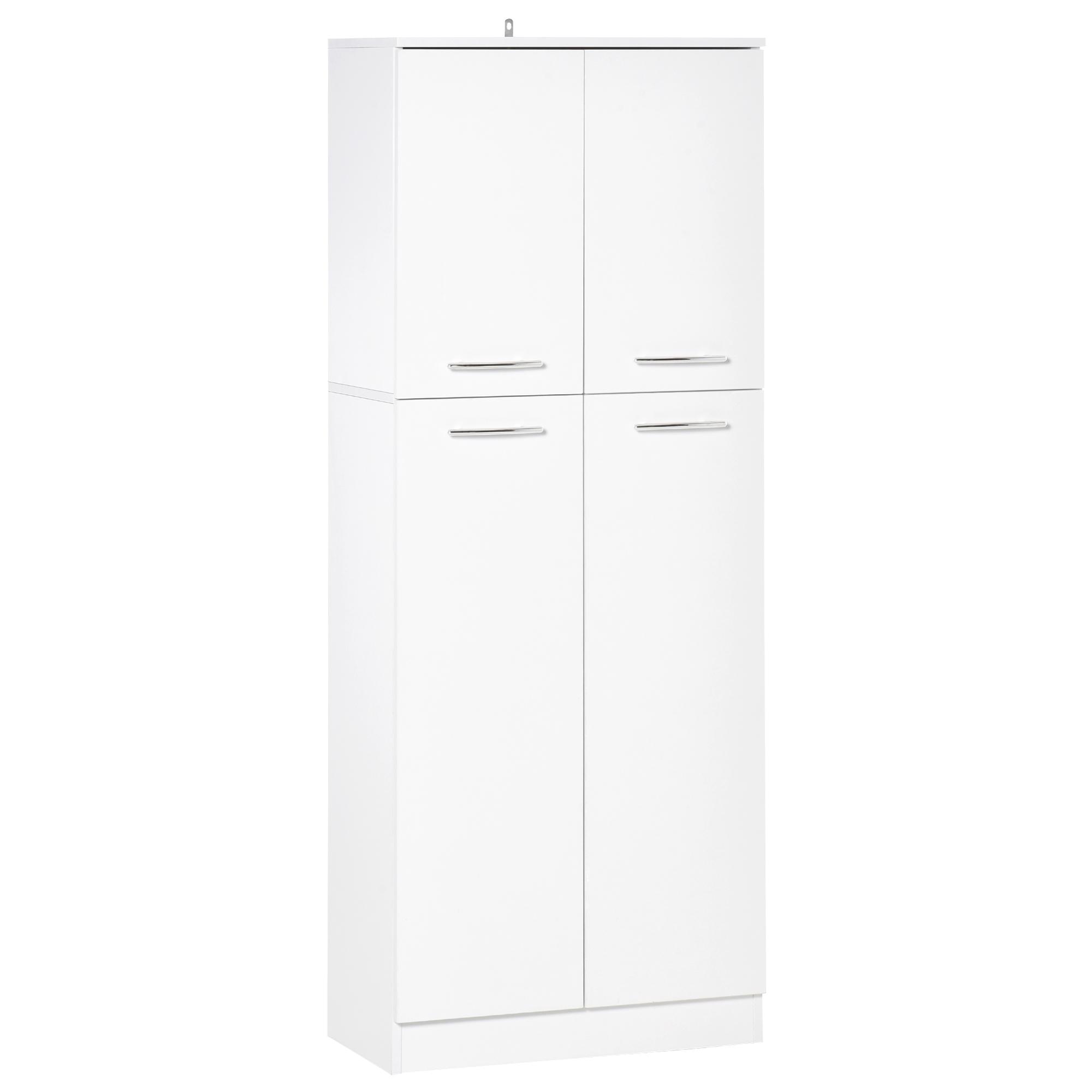 Armário de Arrumação Armário Multiusos com 5 Prateleiras Ajustáveis Móvel Auxiliar para Cozinha Sala Dormitório 59x31x155 cm Branco