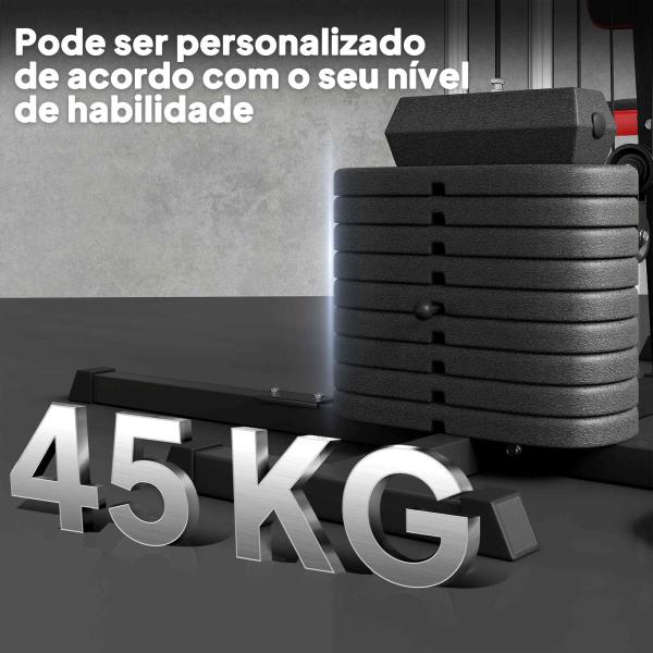 Máquina Multi Estação Ajustável Multi Estação de Musculação com Placas de Peso de 45 kg 225x175x200 cm Preto