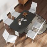 Conjunto de 6 Cadeiras de Sala de Jantar Estofadas em PU Cadeiras de Cozinha com Encosto Alto com Botões 41x50x97 cm Branco