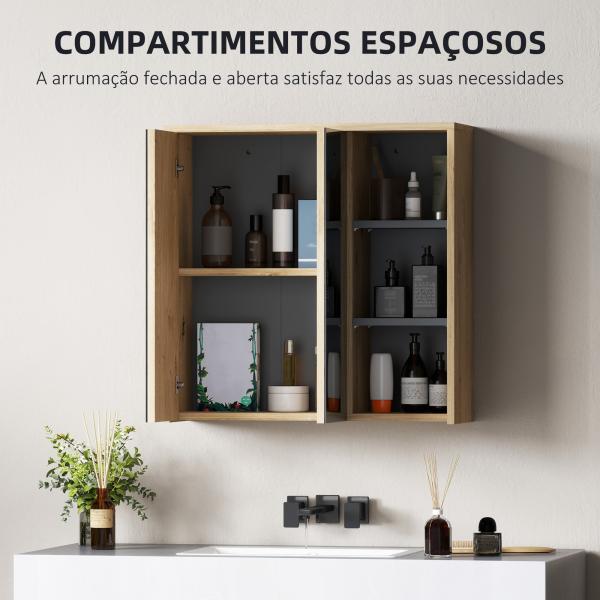 Armário Casa de Banho com Espelho Armário de Parede com Espelho para Casa de Banho Estilo Moderno 60x20x60 cm Madeira