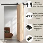 Kit de Ferragens para Porta de Correr Dobrável 122 cm para 2 Portas com Calha, Preto