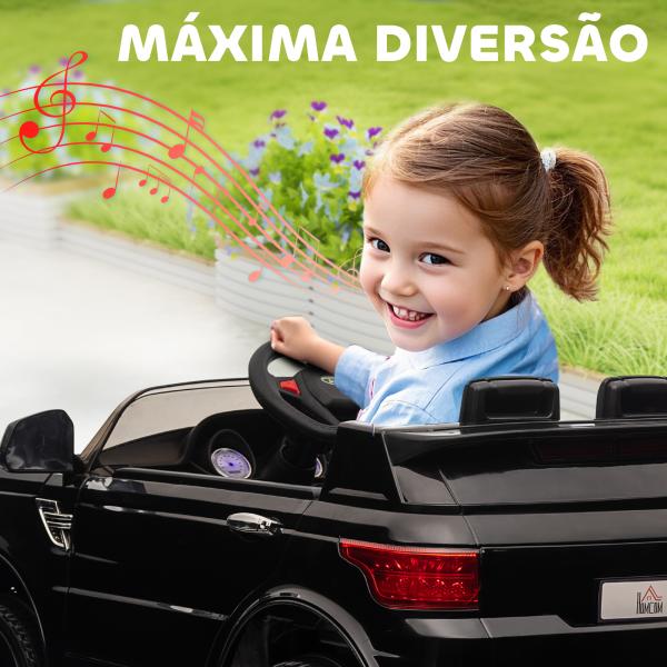 Carro Elétrico SUV Infantil 12V com 2 Motores Controlo Remoto Faróis Buzina Bluetooth Música USB e Abertura de Porta 3 - 5km/h 110x68x52cm Preto