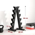 Suporte para Halteres de 5 Níveis Suporte de Armazenamento para Halteres de Aço para Treinamento 35x33x66 cm Preto