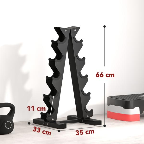 Suporte para Halteres de 5 Níveis Suporte de Armazenamento para Halteres de Aço para Treinamento 35x33x66 cm Preto