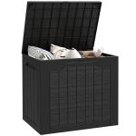Baú de Armazenamento Exterior 93L Caixa de Armazenamento de Jardim de Plástico Impermeável com 2 Alças 56x41x50 cm Preto