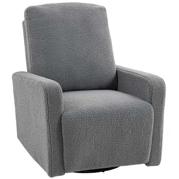 Poltrona Relax Reclinável Manual Poltrona Relax de Borreguito com Função de Baloiço 360° Reclinável até 135º 76x94x100 cm Cinza