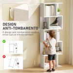 Estante de 5 Níveis em Forma de S com 10 Prateleiras para Quarto Escritório Sala 60x24x184,5 cm Branco