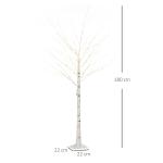 Árvore de Bétula com 96 Luzes LED IP44 Branco Quente Ramos Flexíveis e Base de Candeeiro 22x22x180 cm Branco