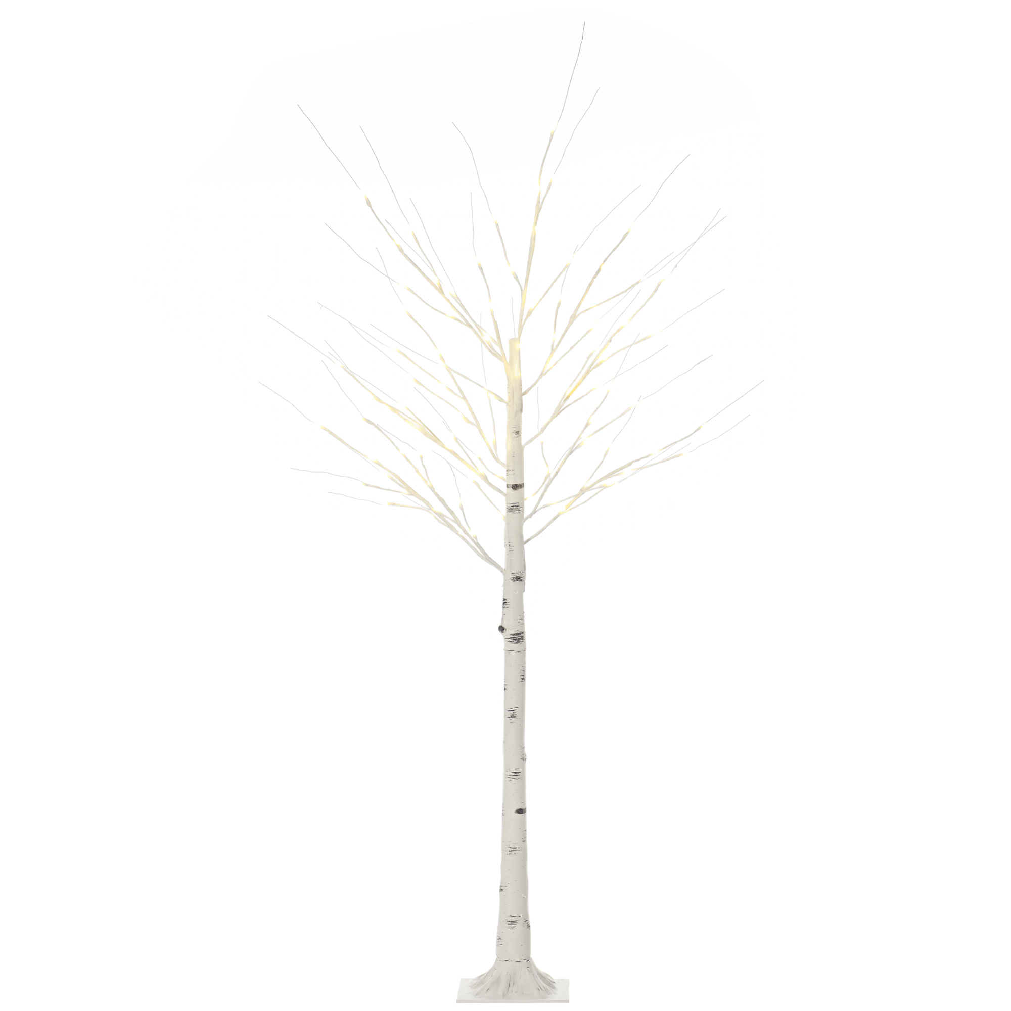 Árvore de Bétula com 96 Luzes LED IP44 Branco Quente Ramos Flexíveis e Base de Candeeiro 22x22x180 cm Branco