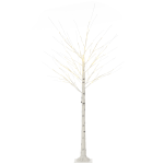 Árvore de Bétula com 96 Luzes LED IP44 Branco Quente Ramos Flexíveis e Base de Candeeiro 22x22x180 cm Branco