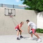 Tabela de Basquetebol de Parede com Aro, Rede e Estrutura em Aço para Exterior, 113x61x73 cm, Branco e Preto