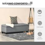 Banco de Armazenamento Acolchoado Banco Estofado em Linho Tampa com Abertura 125x49x41,5 cm Cinza
