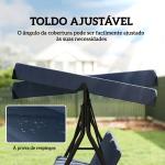 Baloiço de Jardim Exterior de 3 Lugares com Toldo Ajustável e Estrutura de Aço 172x118x153 cm Azul - Marinho