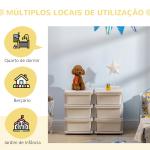 Organizador de Brinquedos com 6 Gavetas para Crianças com Bordas Arredondadas e Pegas 75x37x56,5 cm Creme e Cinza