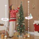 Árvore de Natal Slim 180 cm Árvore de Natal Artificial com 321 Ramos Suporte Metálico Decoração para Interior Verde