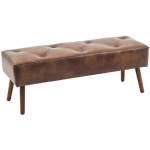 Banco de Pé de Cama Multifuncional Clássico Banco Dormitório com Pés de Madeira e Assento Acolchoado 114x38x42 cm Marrom