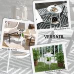 Mesa de Jardim Redonda de 2 Níveis Mesa de Exterior Ø32x51 cm com Bandeja Inferior e Estrutura de Metal Branco