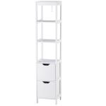 Armário de banheiro alto Multiuso 3 prateleiras 2 gavetas 30x30x144 cm Branco