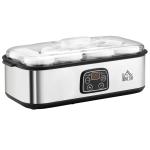 Iogurteira 30W Volume 1,44L com 8 Frascos de Cristal de 180ml Termostato Ajustável Temporizador de 1 - 48 Horas e Desligado Automático 36x18,8x14cm Prata