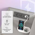 Mesa de Cabeceira com Luzes LED Gaveta Prateleira Estação de Carregamento Entrada USB e Controlo Remoto 40x40x58 cm Cinzento